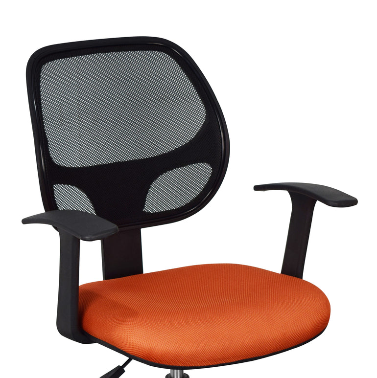 Loft Home Office Home Office Chair In Black Mesh Back, Orange Fabric Seat With Chrome Base