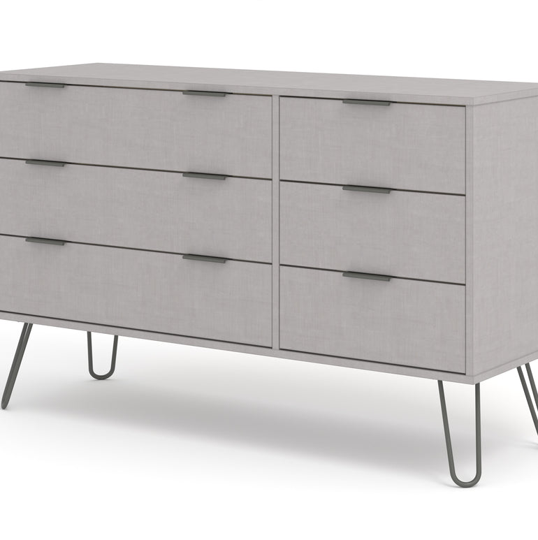 Augusta Grey 3+3 Drawer Wide Chest Of Drawers