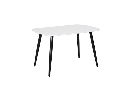 Contemporary rectangular dining table with black tapered legs