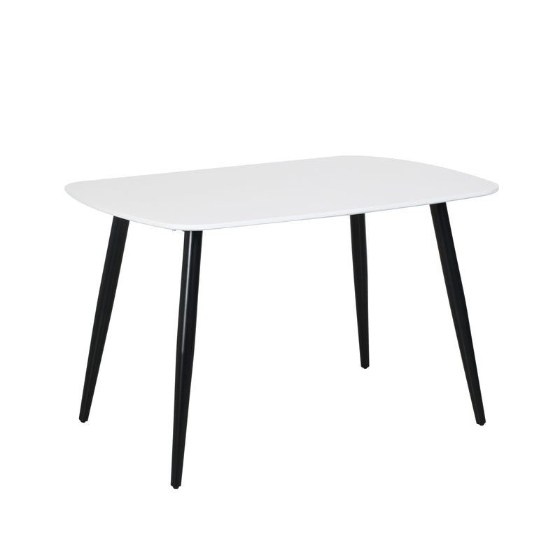 Contemporary rectangular dining table with black tapered legs