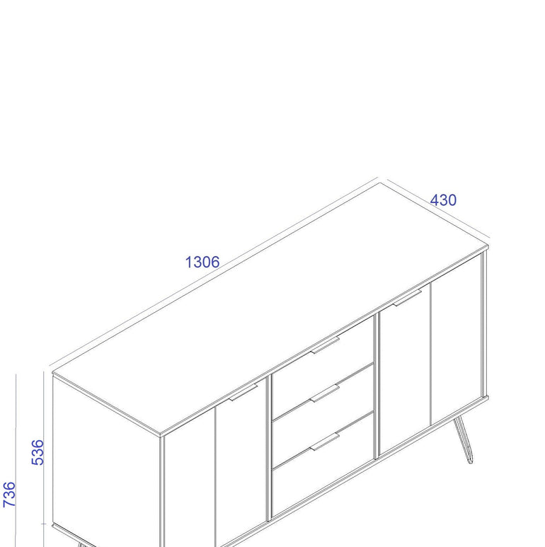 Augusta White Medium Sideboard With 2 Doors, 3 Drawers