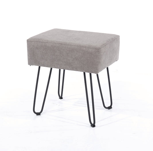 Accessories Grey rectangular stool with black metal legs
