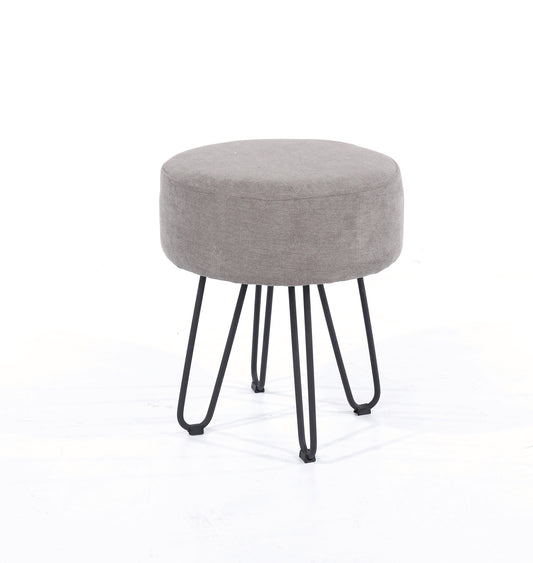 Accessories Grey round stool with black metal legs