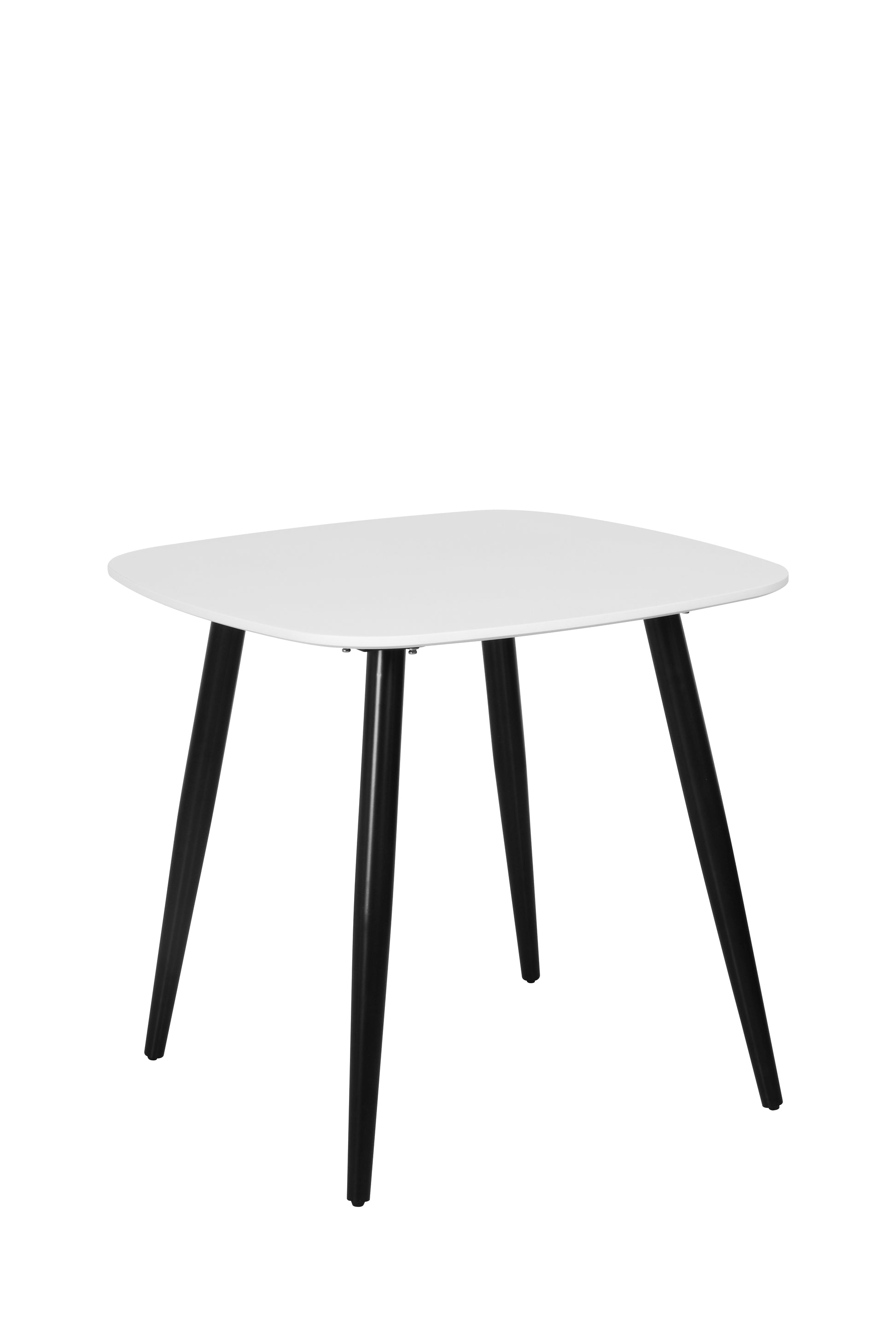 Contemporary square dining table, with black tapered legs