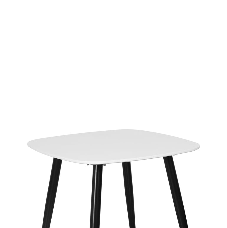 Contemporary square dining table, with black tapered legs