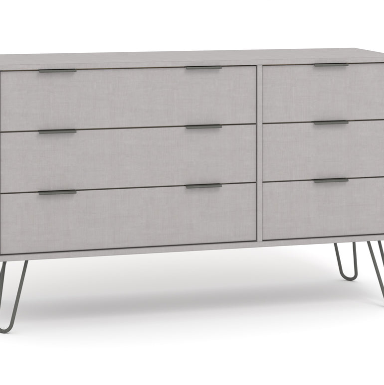 Augusta Grey 3+3 Drawer Wide Chest Of Drawers