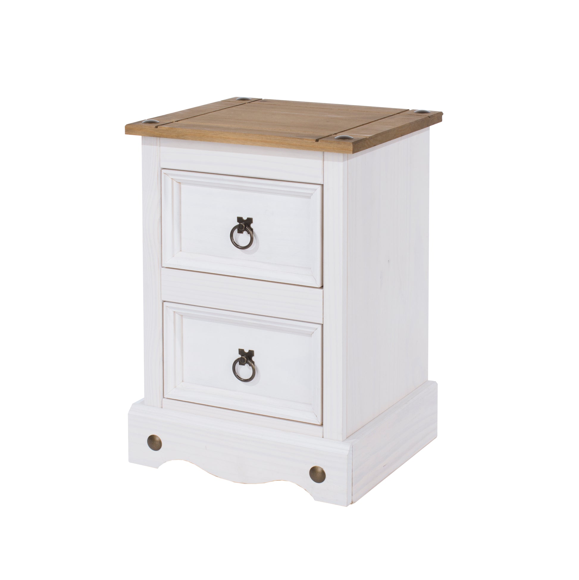 Corona White 2 drawer petite bedside cabinet