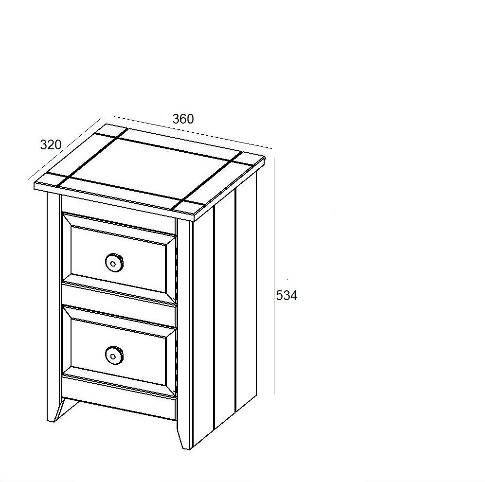 Capri 2 Drawer Petite Bedside Cabinet