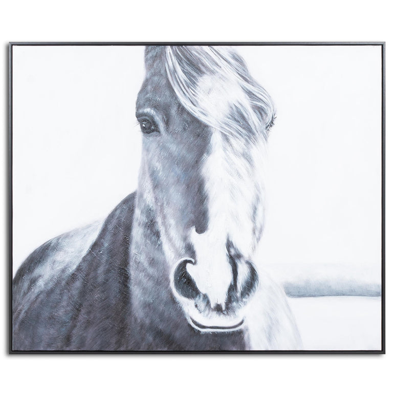 Hand Painted Horse Painting In Frame