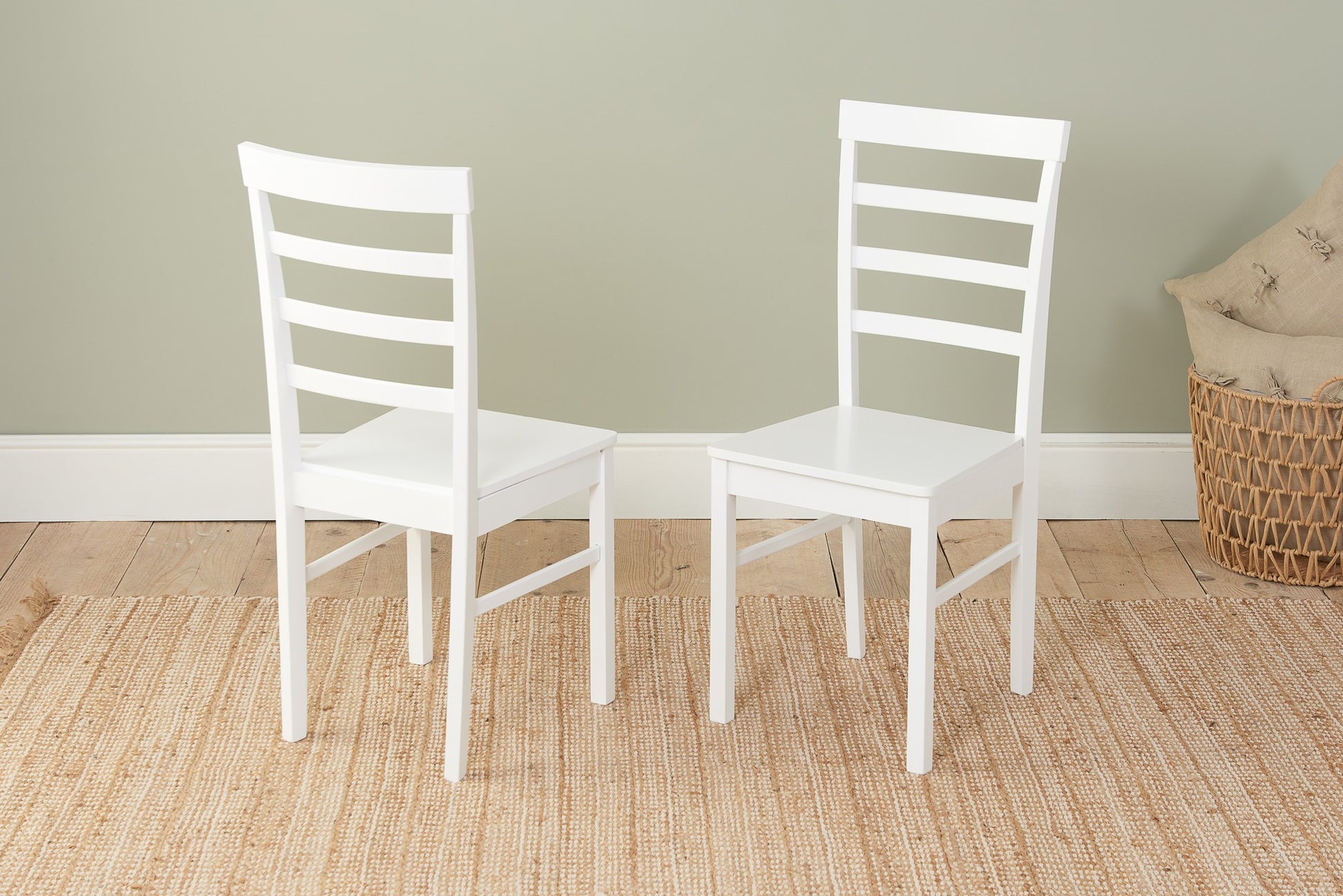 Upton Ladder Back Dining Chairs with Wooden Seat and Sturdy Cross-Bar Design