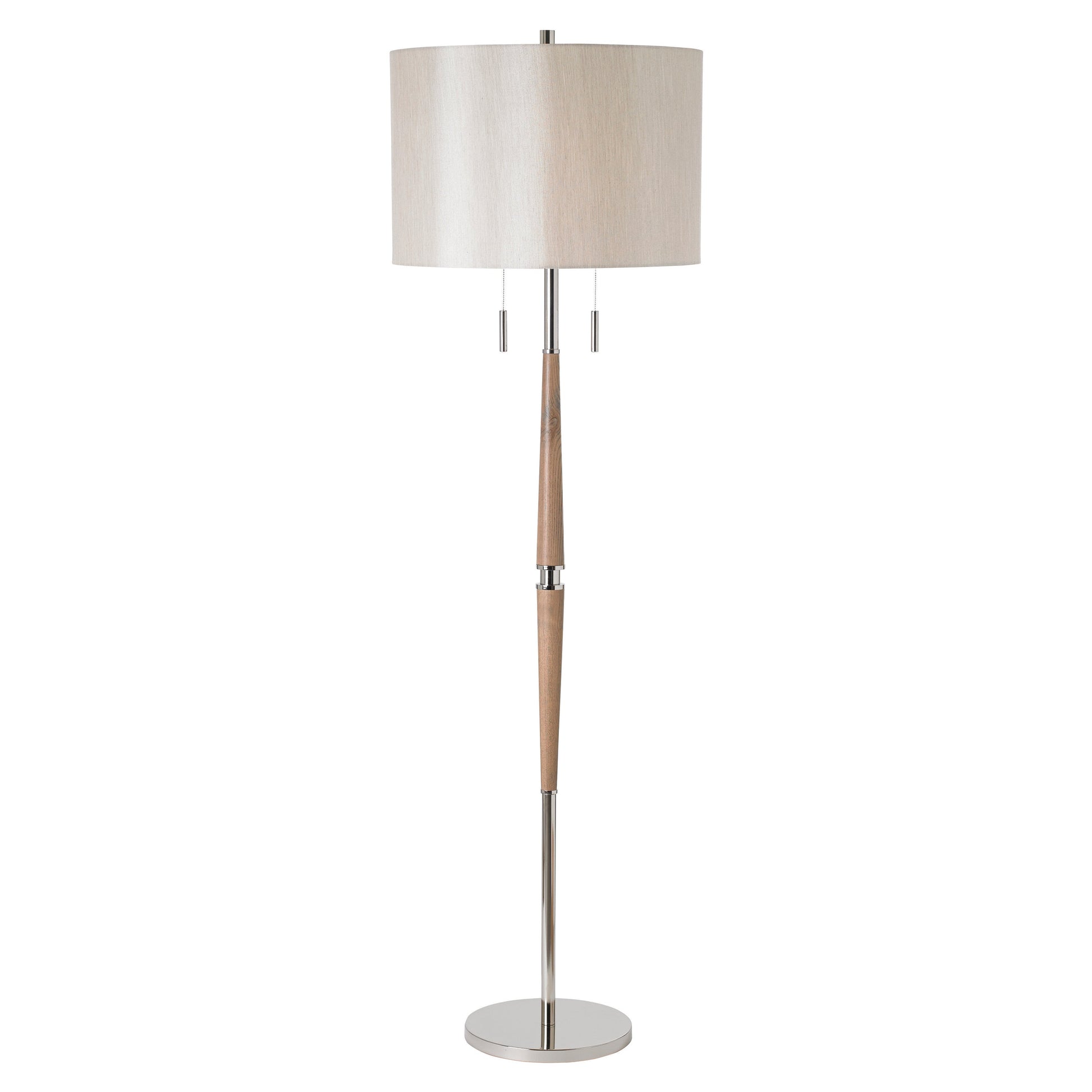 Burness 2 Light Lamp - Polished Nickel & Wood - 2 Way Control Lamp