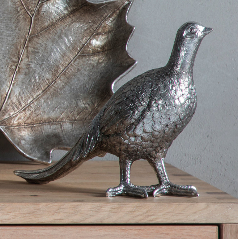 Marbary Electroplated Silver Partridge Figure