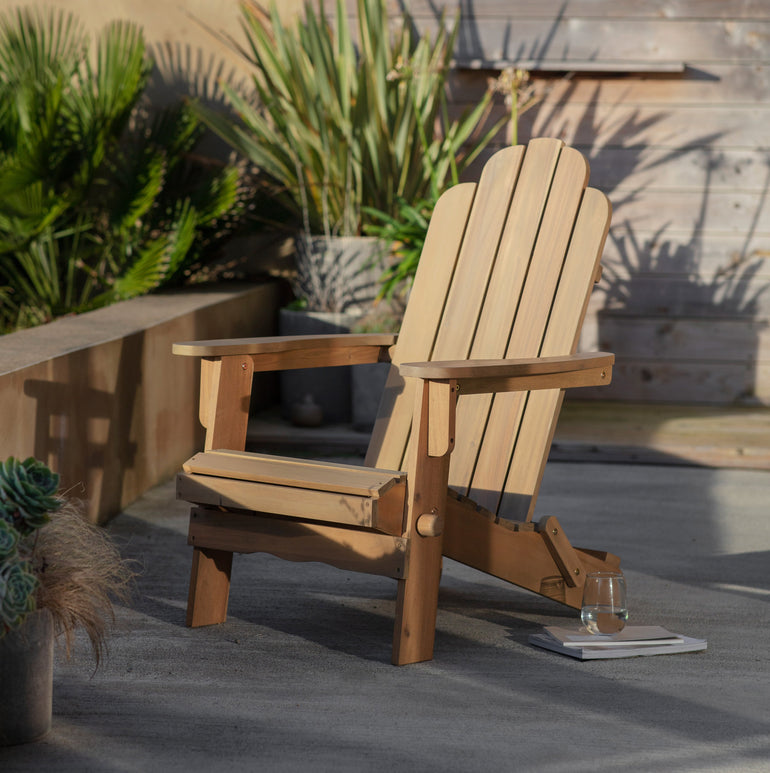 Shale Foldable Lounge Chair - Solid Acacia Wood - High Back and Armrests