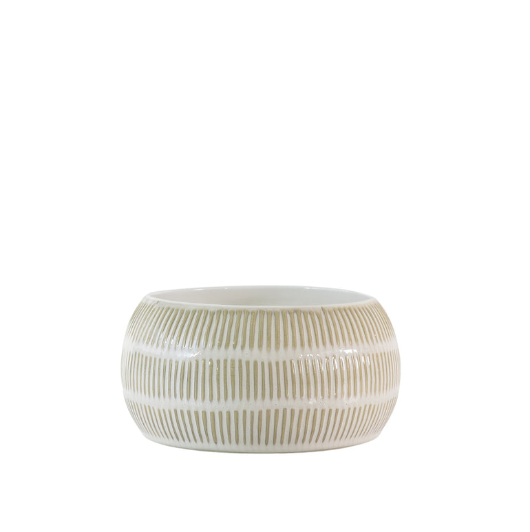Bindhi Patterned Ceramic Bowl - Stoneware - Transparent Glaze