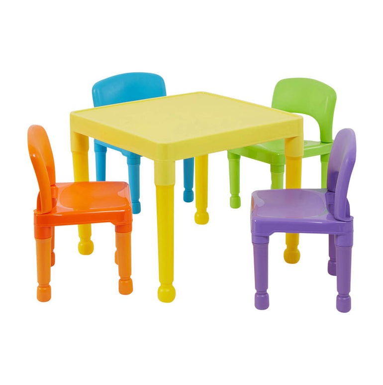 Children'S Multi-Coloured Table And 4 Chairs Set