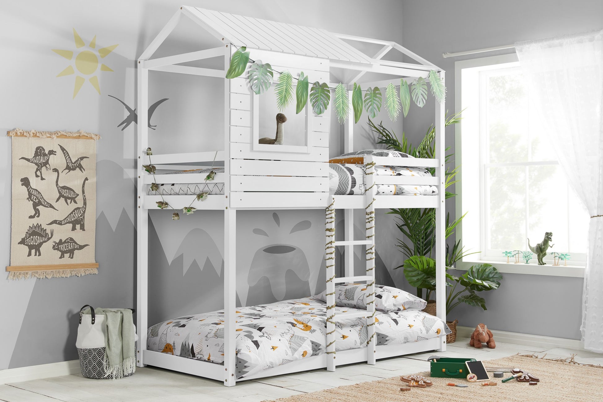 Adventure Bunk Bed: Ultimate Bedroom Hideaway, Stylish Design, Ideal for Siblings, Solid Slatted Base, Maximum Load 80kg, UK Standard Size