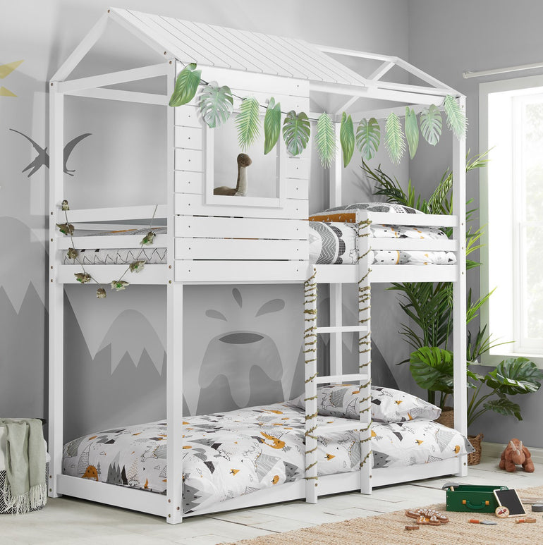Adventure Bunk Bed: Ultimate Bedroom Hideaway, Stylish Design, Ideal for Siblings, Solid Slatted Base, Maximum Load 80kg, UK Standard Size