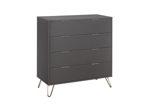 Arlo Chest with Gold Accent Handle and Hairpin Legs, Modern Grey Finish