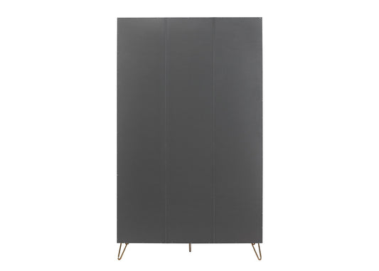Arlo 4-Door Wardrobe with Gold Accent Handle, Hair Pin Legs, Internal Shelves and Drawer, Crafted from Particle Board