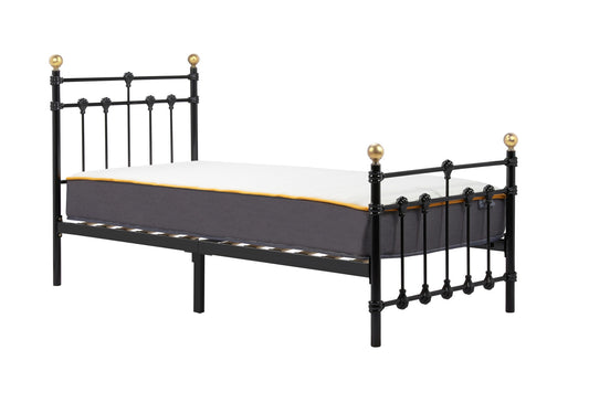 Atlas Luxury Bed with Detailed Framework, Antique Brass Finials, and Sprung Slatted Base