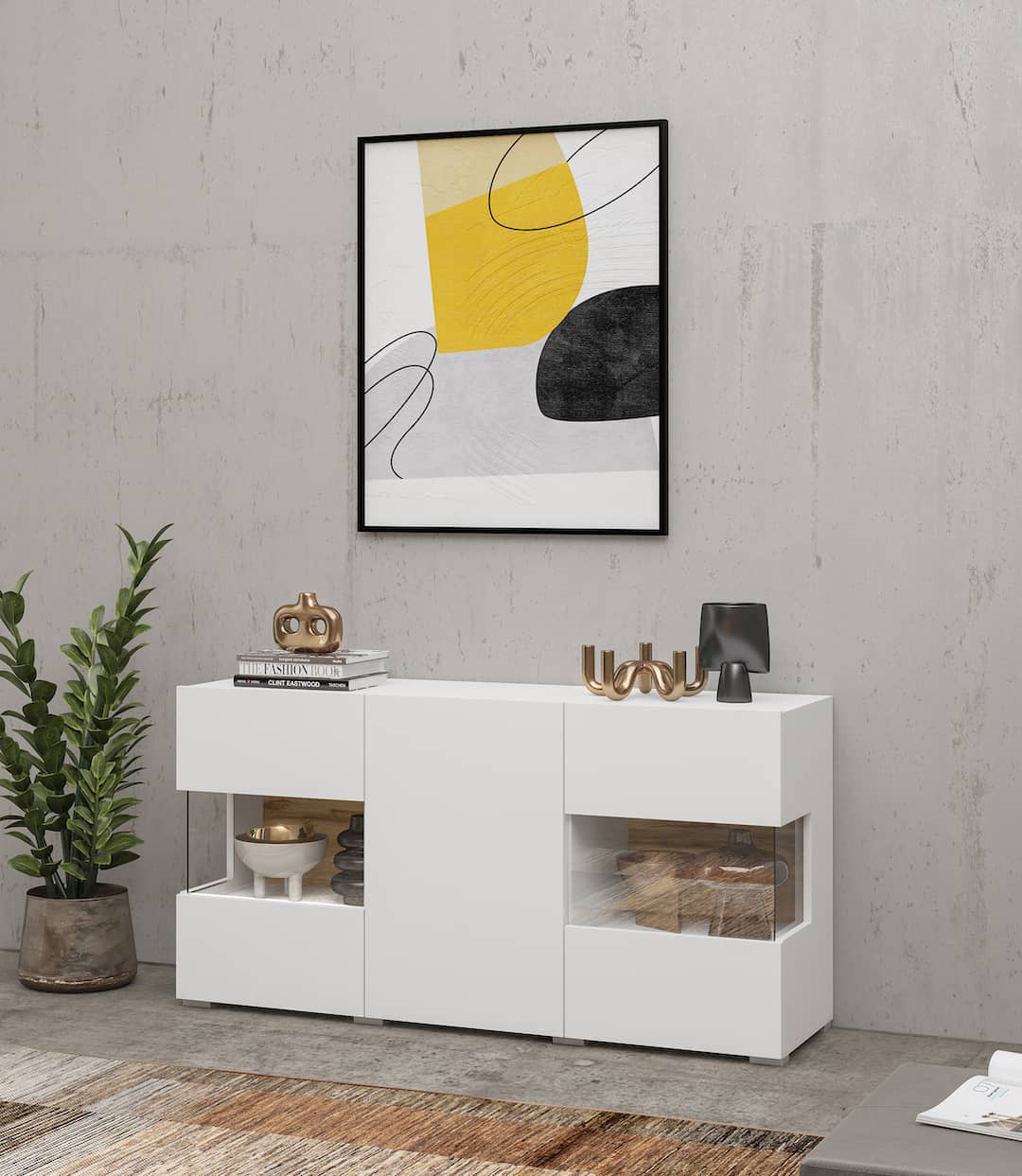 Ava 25 Display Sideboard Cabinet 120cm All Homely