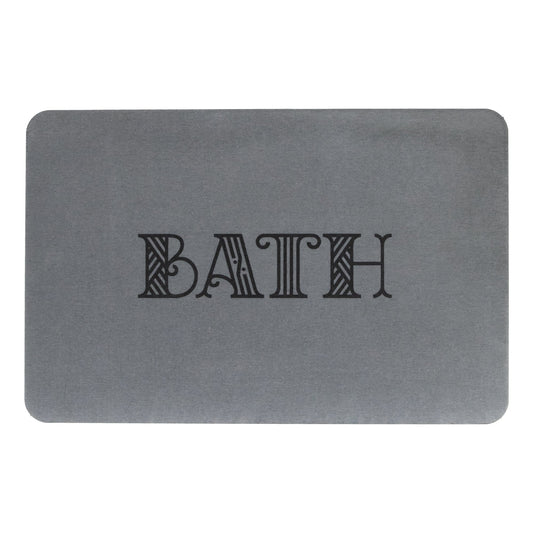 Bath Grey Stone Anti-Mould Non Slip Bath Mat Rug