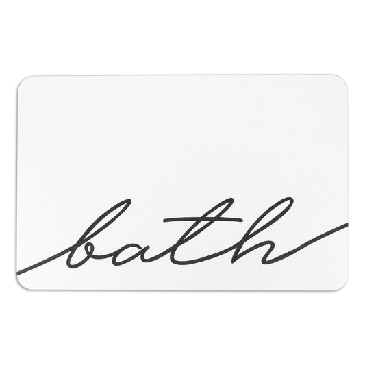 Bath Scribble White Stone Anti-Mould Non Slip Bath Mat Rug