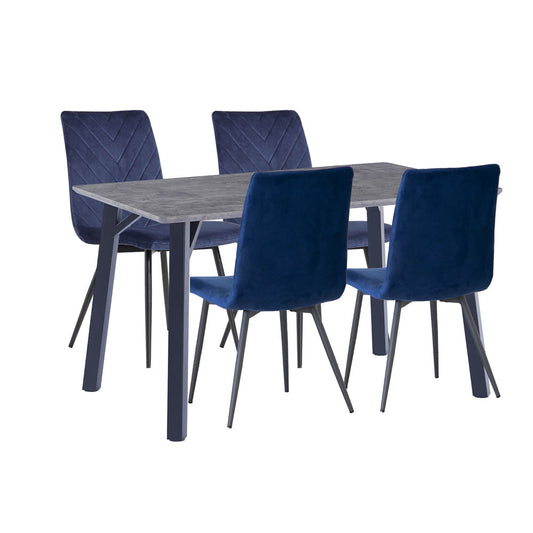 Dining Set - 1.2m Concrete Table & 4 x CH66 Blue Chairs