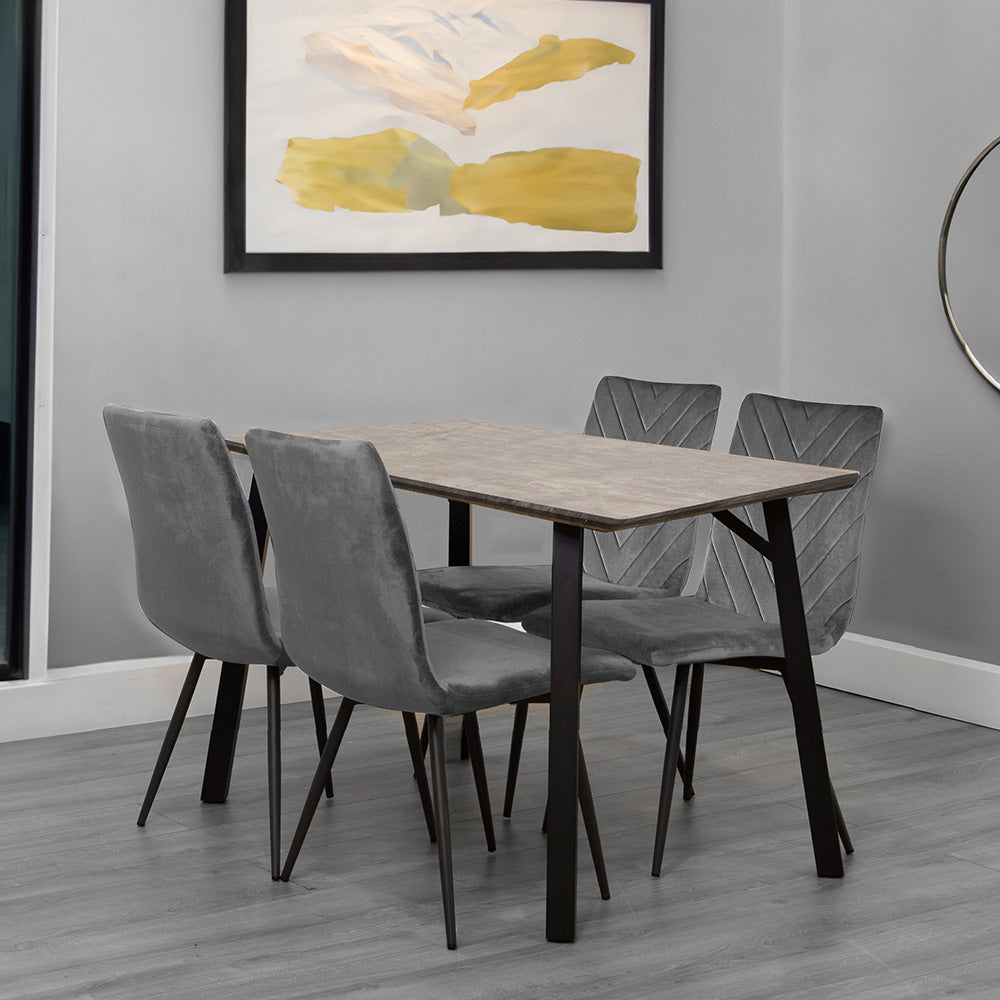 Dining Set - 1.2m Concrete Table & 4 x CH66 Grey Chairs