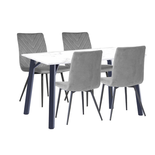 Dining Set - 1.2m Marble Table & 4 x CH66 Grey Chairs