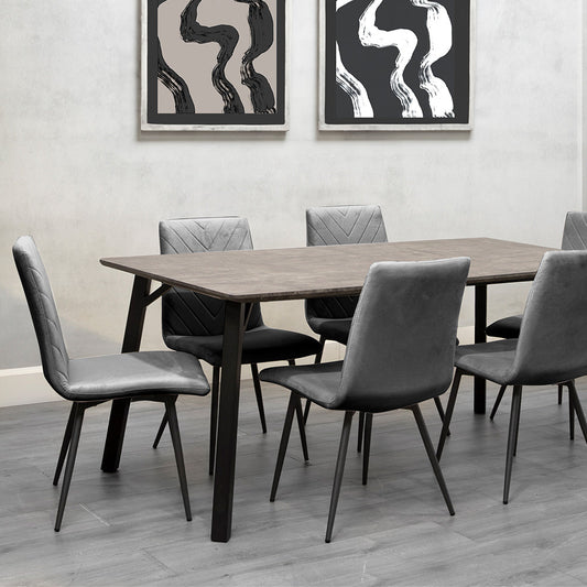 Dining Set - 1.8m Concrete Table & 6 x CH66 Grey Chairs
