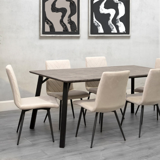 Dining Set - 1.8m Concrete Table & 6 x CH66 Taupe Chairs