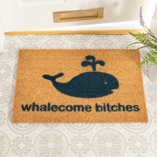 Artsy Doormats Whalecome Bitches Blue Doormat