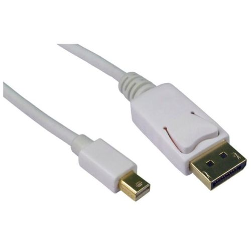 Spire Mini DisplayPort Male to DisplayPort Male Converter Cable, 2 Metres, Gold Connectors, White All Homely