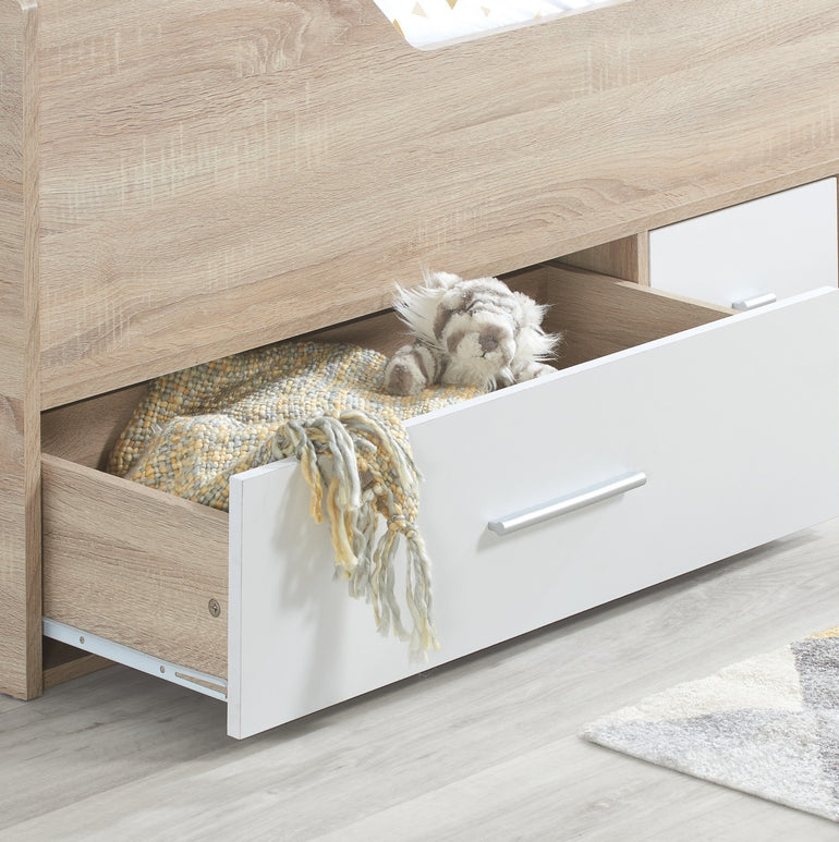 Camden Cabin Bed with Three Internal Drawers and Sturdy Chipboard Construction