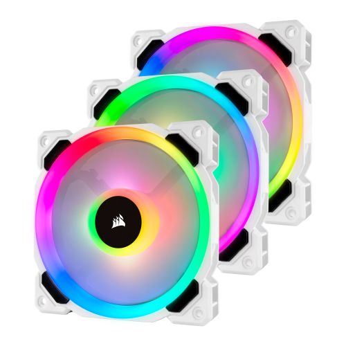 Corsair LL120 12cm PWM RGB Case Fans x3, 16 LED RGB Dual Light Loop, Hydraulic Bearing, White, Lighting Node PRO Kit Included All Homely