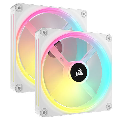 Corsair iCUE LINK QX140 14cm PWM RGB Case Fans x2, 34 RGB LEDs, Magnetic Dome Bearing, 2000 RPM, iCUE LINK Hub Included, White All Homely