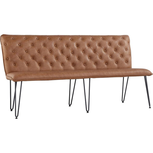 The Chair Collection - Studded back bench 180cm with hairpin legs Tan