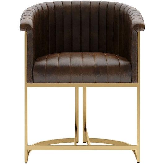 The Chair Collection - Brown Leather Chair - Gold Metal