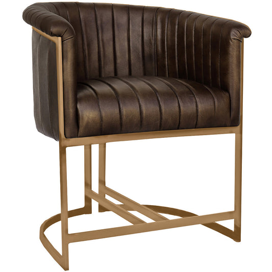 The Chair Collection - Brown Leather Chair - Gold Metal