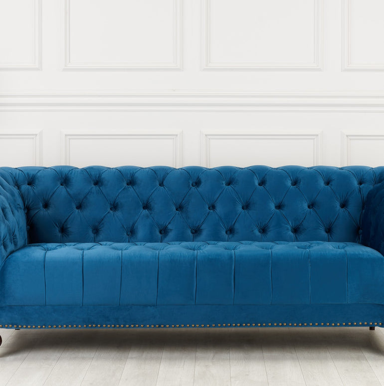 Chester 2-Seater Sofa with Elegant Button Detailing, Gentle Curves and Thick Cushions