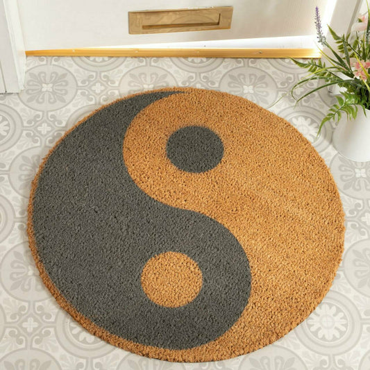 Artsy Doormats Grey Yin Yang Circle Doormat