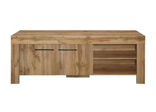 Compton TV Unit: Traditional Oak Inspired, Modern Practical Design with Stylish Black Handles, 2 Shelves and 2 Large Drawers, Ideal for 55" TV