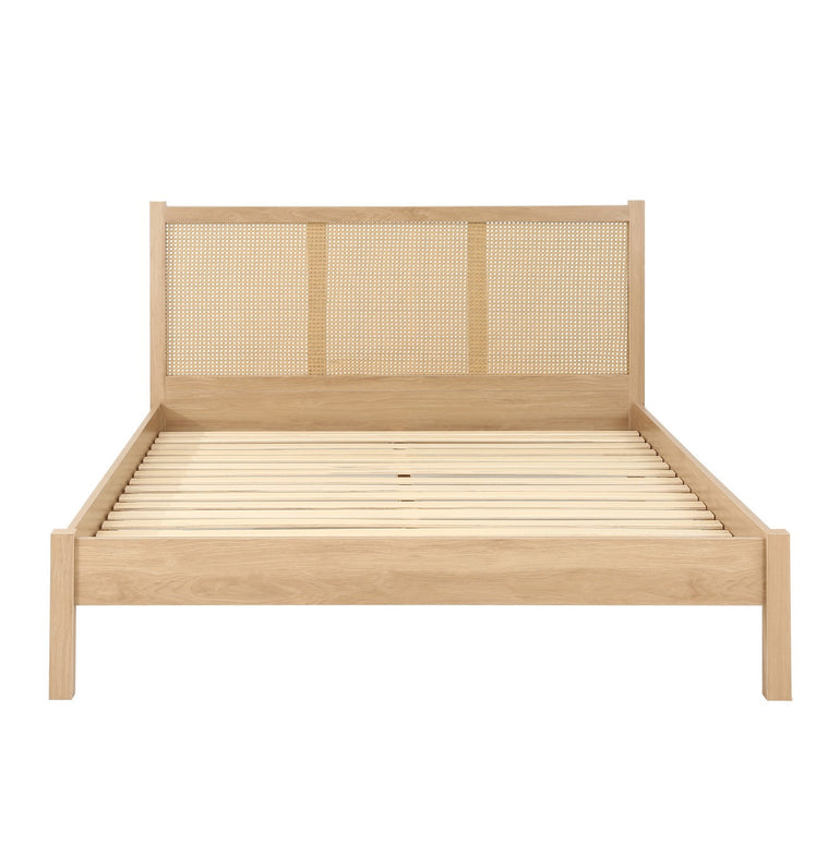 Croxley Rattan Bed - Classic Style with Solid Slats for Firmer Mattress, Ideal for Natural, Airy Bedroom Feel