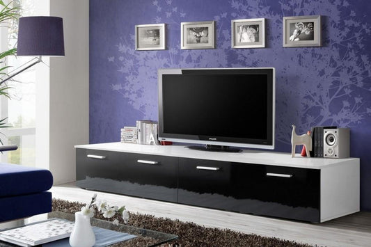 Duo TV Cabinet in White and Black Gloss All Homely