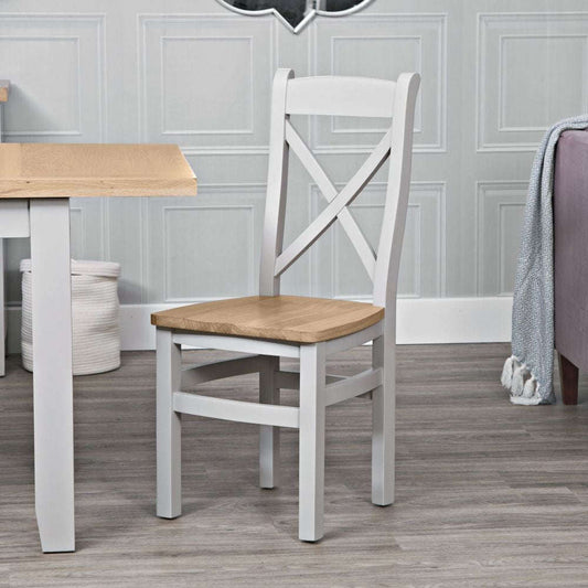 EA Dining Grey - Cross back chair wooden seat