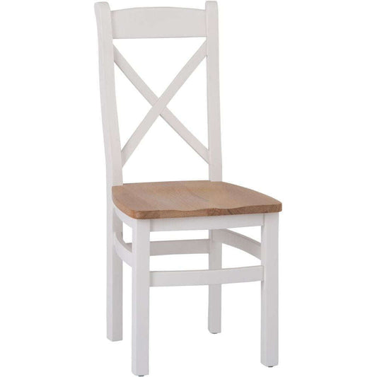 EA Dining White - Cross back chair wooden seat