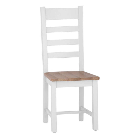 EA Dining White - Ladder back chair wooden seat