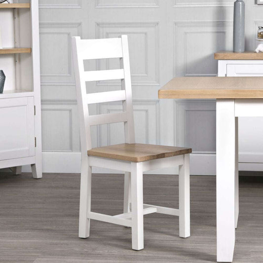 EA Dining White - Ladder back chair wooden seat