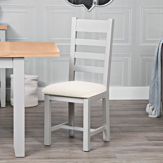 EA Dining Grey - Ladder back chair fabric seat